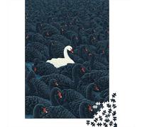 1000 Piece Jigsaw Puzzles for Adults White Swan Amongst Black Birds Jigsaw Puzzle Anti-Stress Toys Home Decoration Difficult And Challenge 52x38cm/1000pcs