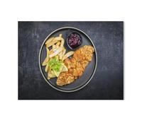 1000 Piece Jigsaw Puzzles for Adults，Wiener Schnitzel with French fries and cranberry sauce，1000 Pieces Puzzles for Challenging Family Activity Game Art Wall Decor DIY Puzzle Gifts（75x50cm）-F31