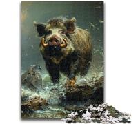 1000 Piece Jigsaw Puzzles for Adults Wild Boar Staycation Kill Time with Fully Interlocking Randomly Shaped Pieces 26x38cm