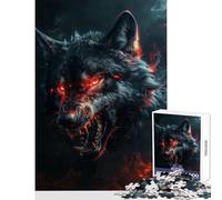 1000 Piece Jigsaw Puzzles for Adults Wild Evil Black Wolf Adult Jigsaw Puzzles Difficult Hard Train Your Brain And Hands Unique Birthday And Gifts (38x26cm)
