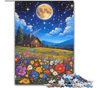1000 Piece Jigsaw Puzzles for Adults Wild Flowers Under The Night Sky Puzzles 1000 Pieces for Adults Christmas Halloween Mother's Day New Year Easter Gift (Size 26x38cm)