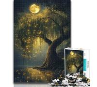 1000 Piece Jigsaw Puzzles for Adults Willow Tree Under The Moon Teenager Jigsaw,Birthday Present, Gifts, Wall Art for Age 14 Years Up 26x38cm