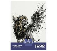 1000 Piece Jigsaw Puzzles for Adults Winged Lion with Gold Accents Adult Puzzles Family Game Presents for Women Birthday And Unique Gifts 52x38cm/1000pcs