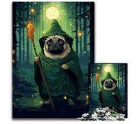 1000 Piece Jigsaw Puzzles for Adults Wizard Pug Cute Pixel ArtWooden Jigsaw Perfect Home Or Office Decor Ideal 1000 PCS(75x50cm)
