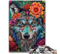 1000 Piece Jigsaw Puzzles for Adults Wolf And Flowers Learning Educational Toys Family Games Enhance Love between Couples 26x38cm