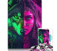 1000 Piece Jigsaw Puzzles for Adults Wolf Girl Teenager Jigsaw,Birthday Present, Gifts, Wall Art for Age 14 Years Up 50x75cm