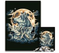 1000 Piece Jigsaw Puzzles for Adults Wolf Pack Under Full MoonPaper Jigsaw Perfect Home Or Office Decor Ideal 1000 PCS(38x26cm)