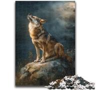 1000 Piece Jigsaw Puzzles for Adults Wolf Under The Aurora Staycation Kill Time with Fully Interlocking Randomly Shaped Pieces 26x38cm