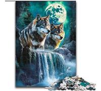1000 Piece Jigsaw Puzzles for Adults Wolf Under The Moon cardboard Jigsaw 26X38CM Brain Teaser Game, Interactive Family Game, Suitable for Ages 14+