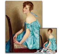 1000 Piece Jigsaw Puzzles for Adults Woman in Blue by William Arber Brown Kirkpatrick Wooden Jigsaw Puzzles for Holidays Birthdays And Family Game Nights 1000 PCS(75x50cm)