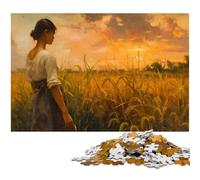 1000 Piece Jigsaw Puzzles for Adults Woman in Wheat Field Sunset Jigsaw Puzzles for Adults for Family And Friends Suitable for Ages 1000 PCS(75x50cm)