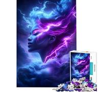 1000 Piece Jigsaw Puzzles for Adults Woman with Lightning Hair Fun at Home Activities, Difficult Hard DIY Toys Suitable for People Aged 14 And Above (50x75cm)