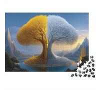 1000 Piece Jigsaw Puzzles for Adults World Tree Jigsaw Puzzle Two Trees of Valinor Wood Puzzle Multi Colour Home Decoration Challenging Therapeutic Fun Educational Games 1000pcs (75x50cm)