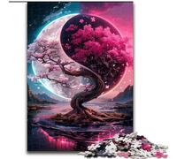 1000 Piece Jigsaw Puzzles for Adults Yin Yang Cherry Blossom Tree, Challenging Game Toys Wall Decoration Unique Birthday And Xmas Gifts (Size 26x38cm)