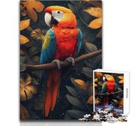 1000 Piece Jigsaw Puzzles for Teenagers A Vibrant Red Macaw Perched on A Leafy Branch Educational Game Presents for Women Secret Santa Gifts Size 38x52cm