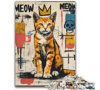 1000 Piece Jigsaw Puzzles for Teenagers Abstract Art Cat Challenging To Complete But Fun And Humorous with Matching Poster And Trivia Sheet 26x38cm