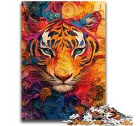 1000 Piece Jigsaw Puzzles for Teenagers Abstract Colorful Tiger Face for And 14 Years And over Impossible Game Christmas Birthday Gift 26x38cm