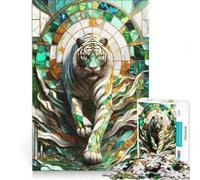 1000 Piece Jigsaw Puzzles for Teenagers Abstract White Tiger Art, Educational Toy, Tough Challenge, for Is Ideal As A Gift 38x52cm