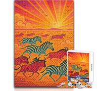 1000 Piece Jigsaw Puzzles for Teenagers African Animals Migration at Sunset Challenging Game Toys Wall Decoration Gift For Birthdays Size 38x26cm