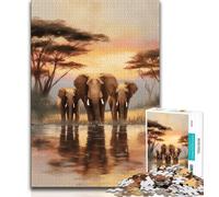 1000 Piece Jigsaw Puzzles for Teenagers African Elephant Adult Puzzles,Challenging Game Gifts for Is Ideal As A Gift for The Whole Family 38x26cm