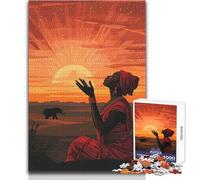 1000 Piece Jigsaw Puzzles for Teenagers African Girl Sunset Prayer Educational Game Presents for Women Secret Santa Gifts Size 38x52cm