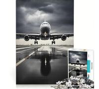 1000 Piece Jigsaw Puzzles for Teenagers Airliner Take Off Rainy, Educational Toy, Tough Challenge, for Is Ideal As A Gift 38x26cm