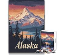 1000 Piece Jigsaw Puzzles for Teenagers Alaska Mountain Sunset Poster Challenging Game Toys Wall Decoration Gift For Birthdays Size 38x52cm