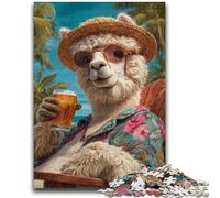 1000 Piece Jigsaw Puzzles for Teenagers Alpaca on Vacation Educational Toys Unique Home Decor And Gifts for And Age 14 Years Up 50x75cm