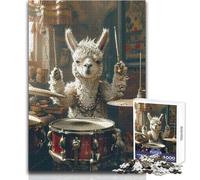 1000 Piece Jigsaw Puzzles for Teenagers Alpaca Plays Drums Challenging Game Toys Wall Decoration Gift For Birthdays Size 50x75cm