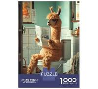 1000 Piece Jigsaw Puzzles for Teenagers Alpaca Sitting on Toilet Jigsaw for Adults Hands-on Game Pattern Assembly for Birthday, Chrismas 38x26cm/1000pcs