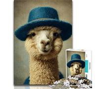 1000 Piece Jigsaw Puzzles for Teenagers Alpaca Wearing A Hat,Challenging Game Toys for Is Ideal As A Gift for The Whole Family 38x26cm