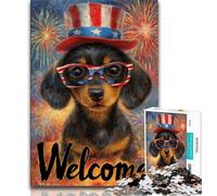 1000 Piece Jigsaw Puzzles for Teenagers American Dog,Family Game Stress Reliever Difficult Challenge Enhance Love between Couples (38x26cm)