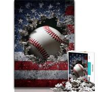 1000 Piece Jigsaw Puzzles for Teenagers American Flag Baseball 1000 Piece Puzzle,for Educational Game Challenge Toy Deal As Gifts for The Whole Family (size 38x26cm)