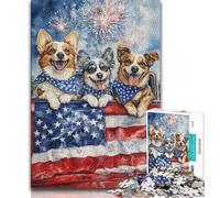 1000 Piece Jigsaw Puzzles for Teenagers American Flag Dog,Family Game Stress Reliever Difficult Challenge Enhance Love between Couples (75x50cm)