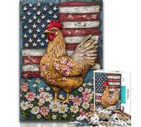 1000 Piece Jigsaw Puzzles for Teenagers American Flag Rooster 1000 Piece Puzzle,Challenging Game for Is Ideal As A Gift for The Whole Family 75x50cm