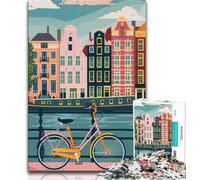 1000 Piece Jigsaw Puzzles for Teenagers Amsterdam Canal Bike,Educational Games Home Decoration Birthday Present,Gifts,Wall Art (38x26cm)