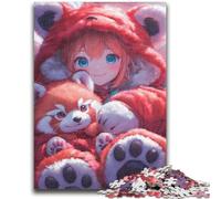 1000 Piece Jigsaw Puzzles for Teenagers Anime Red Panda Girl Jigsaw,Toys Educational Games Stress Relieving Unique Birthday And Gifts (26x38cm)