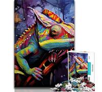 1000 Piece Jigsaw Puzzles for Teenagers Art Chameleon Adult Puzzles,Stress Reliever Staycation Kill Time Wishlist with Santa Claus (size 38x26cm)