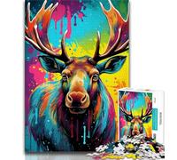 1000 Piece Jigsaw Puzzles for Teenagers Art Moose,Help The Brain Exercise Addictive Toys to Cultivate Patience Wall Decoration 38x26cm