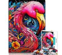 1000 Piece Jigsaw Puzzles for Teenagers Art Psychedelic Flamingo,Stress Reliever Staycation Kill Time Enhance Love between Couples 75x50cm