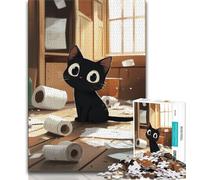 1000 Piece Jigsaw Puzzles for Teenagers Artistic Abstract Black Cat Adult Jigsaw,Quiz Game Wall Decoration Unique Birthday And Xmas Gifts (size 75x50cm)