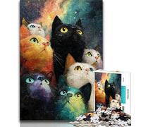 1000 Piece Jigsaw Puzzles for Teenagers Artistic Abstract Black Cat,Family Entertainment Toys Is Ideal As A Gift for The Whole Family (38x26cm)