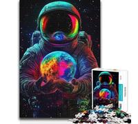 1000 Piece Jigsaw Puzzles for Teenagers Astronaut Holding Earth Brainteaser Family Games Home Decoration Secret Santa Gifts (50x75cm)