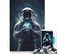 1000 Piece Jigsaw Puzzles for Teenagers Astronaut Holds The World, Hands-on Game, Difficult Challenge, Unique Birthday And Gifts 38x26cm