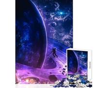 1000 Piece Jigsaw Puzzles for Teenagers Astronaut on Ringed Planet in Space Happy Shared Home Activity Thoughtful Festive Present Choice (38x26cm)