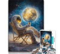 1000 Piece Jigsaw Puzzles for Teenagers Astronaut Sitting on The Moon,Toys Educational Games Stress Relieving Unique Birthday And Gifts 38x26cm