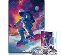 1000 Piece Jigsaw Puzzles for Teenagers Astronaut Skiing Puzzles for Adults,Stress Reliever Difficult Challenge Secret Santa Gifts (size 38x26cm)