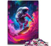 1000 Piece Jigsaw Puzzles for Teenagers Astronaut Space Surfing 1000 Piece Puzzle,Educational Family Game Suitable for Desktop Decoration (26x38cm)