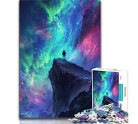 1000 Piece Jigsaw Puzzles for Teenagers Aurora Borealis on A Cliff Teenager Jigsaw,Challenging Game for Is Ideal As A Gift for The Whole Family (size 75x50cm)