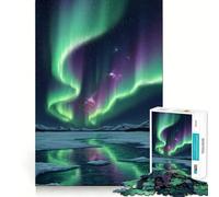 1000 Piece Jigsaw Puzzles for Teenagers Aurora Borealis over Frozen Clean Cut Art Creative Game Toy Relax Game Play Xmas Art Gift (38x52cm)